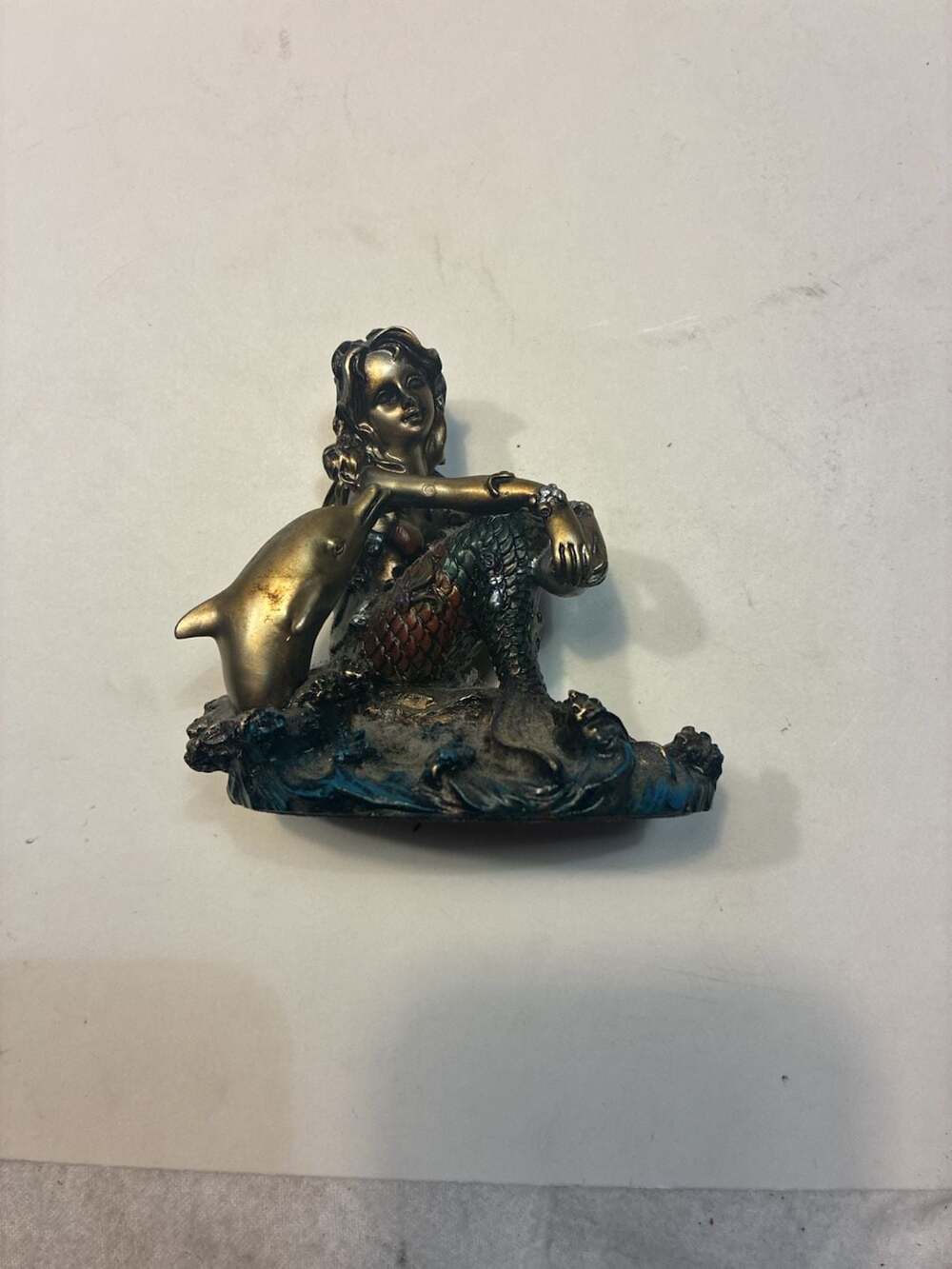 Veronese Design Bronzed Mermaid and Dolphin Figurine